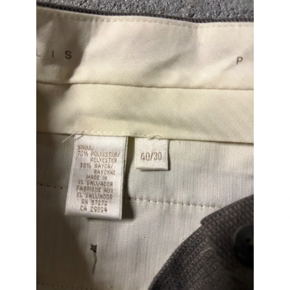 Perry Ellis Portfolio Mens 40x30 Pleated Cuffed Dress Pants Taupe Brown Trousers